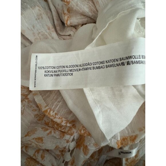 Minkpink Kiss The Stars Ruffle White Gold Floral Mini Dress Womens Size M - Picture 6 of 7